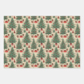レトロヴィンテージ抽象芸術懐かしい冬のクリスマス ラッピングペーパーシート (正面3)