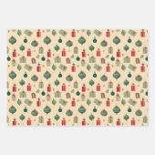 レトロヴィンテージ抽象芸術懐かしい冬のクリスマス ラッピングペーパーシート (正面2)