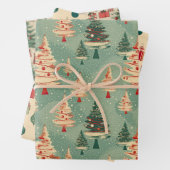 レトロヴィンテージ抽象芸術懐かしい冬のクリスマス ラッピングペーパーシート (インサイチュ)