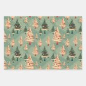 レトロヴィンテージ抽象芸術懐かしい冬のクリスマス ラッピングペーパーシート (正面)