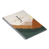 レトロヴィンテージ抽象芸術水色の山々 ノートブック (右側)