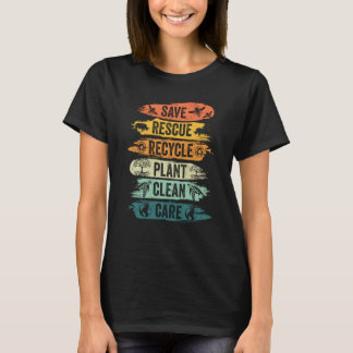 レトロヴィンテージ救ビーズ救助動物リサイクルおもしろい Tシャツ