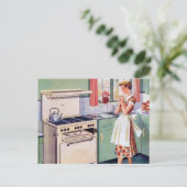 レトロヴィンテージ料理キッチンレディ ポストカード (スタンド正面)