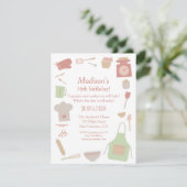 レトロヴィンテージ料理ベーキング誕生日パーティー 招待状 (スタンド正面)