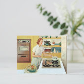 レトロヴィンテージ料理レディーキッチン ポストカード (スタンド正面)