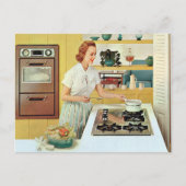 レトロヴィンテージ料理レディーキッチン ポストカード (正面)