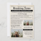 レトロヴィンテージ新聞3写真卒業 サンキューカード (正面)