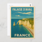 レトロヴィンテージ旅行の崖のエトレタットフランス ポストカード (正面/裏面)