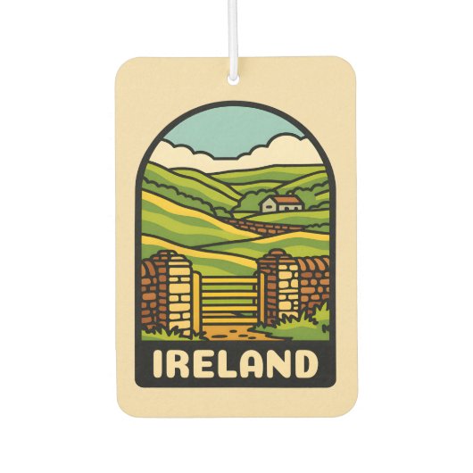 レトロヴィンテージ旅行アイルランドカントリーサイド風光明媚 カーエアーフレッシュナー (正面)