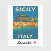 レトロヴィンテージ旅行シチリーイタリア沿岸風光明媚 シール (シート)