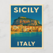 レトロヴィンテージ旅行シチリーイタリア沿岸風光明媚 ポストカード (正面)