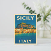 レトロヴィンテージ旅行シチリーイタリア沿岸風光明媚 ポストカード (スタンド正面)