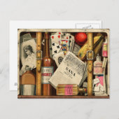 レトロヴィンテージ旅行スーツケースはがき ポストカード (正面/裏面)