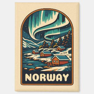 レトロヴィンテージ旅行ノルウェーノーザンライツシー マグネット