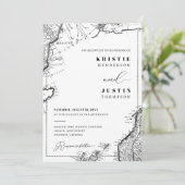 レトロヴィンテージ旅行マップQRコードフォト結婚ズ 招待状 (スタンド正面)