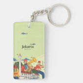 レトロヴィンテージ旅行休暇ジャカルタインドネシア キーホルダー (裏面)