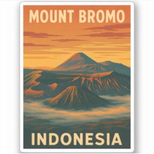 レトロヴィンテージ旅行山ブロモインドネシア火山 シール