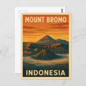 レトロヴィンテージ旅行山ブロモインドネシア火山 ポストカード (正面/裏面)