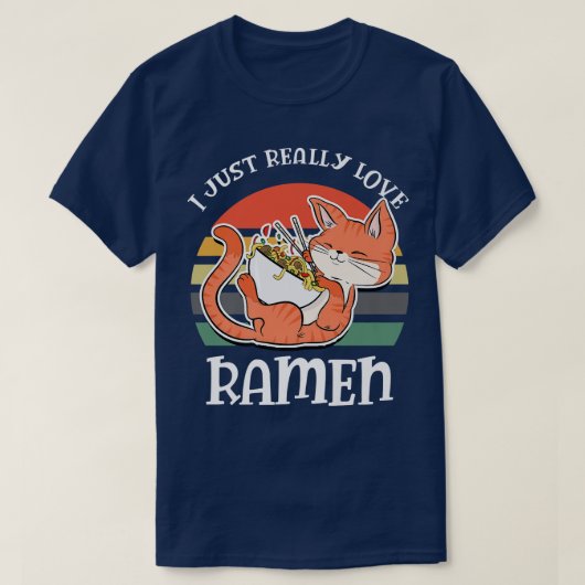 レトロヴィンテージ日本のかわいいキャットキッテンラーメンボウ Tシャツ (デザイン正面)