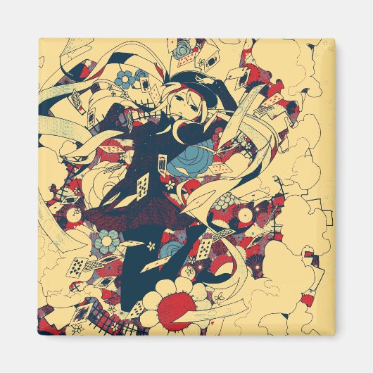 レトロヴィンテージ日本のバラセーラーグラフィック マグネット (正面)