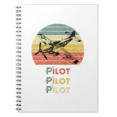 レトロヴィンテージ日没、航空対空機 ノートブック (正面)