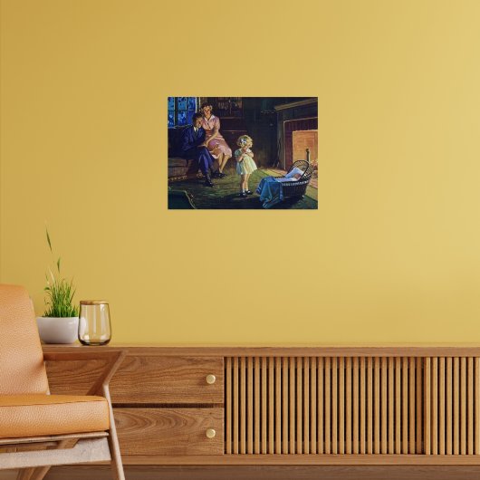 レトロヴィンテージ暖炉ファミリー ポスター (リビング2)