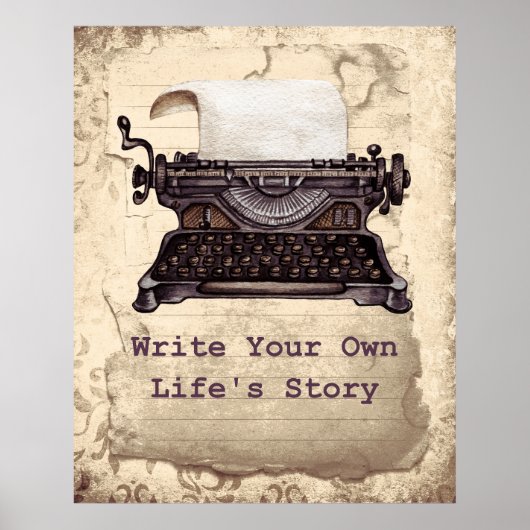レトロヴィンテージ書タイプライター ポスター (正面)