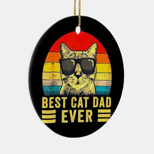 レトロヴィンテージ最高のキャットパパバンプフィット父 セラミックオーナメント (右)