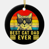 レトロヴィンテージ最高のキャットパパバンプフィット父 セラミックオーナメント (正面)