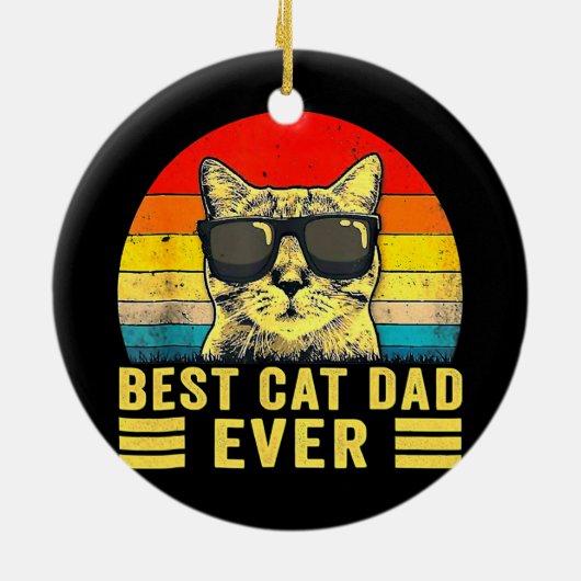 レトロヴィンテージ最高のキャットパパバンプフィット父 セラミックオーナメント (裏面)
