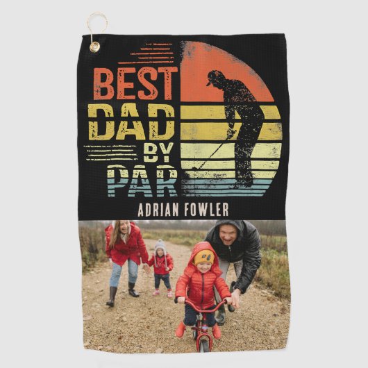 レトロヴィンテージ最高のパパバイパー写真名前をカスタムする ゴルフタオル (正面)