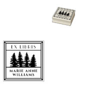 レトロヴィンテージ松の木Ex Libris Library ラバースタンプ (押印)