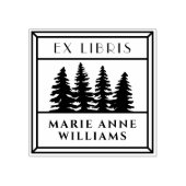 レトロヴィンテージ松の木Ex Libris Library ラバースタンプ (インプリント)