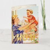 レトロヴィンテージ母の日の子50世紀中頃 箔グリーティングカード (正面)