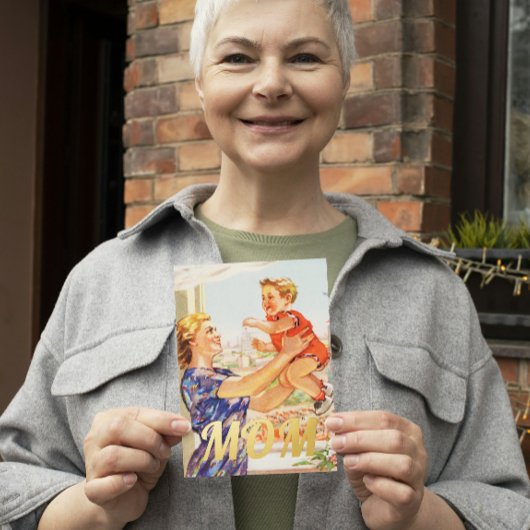 レトロヴィンテージ母の日の子50世紀中頃 箔グリーティングカード