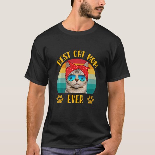 レトロヴィンテージ母の日キャット母最高のの日E Tシャツ (正面)