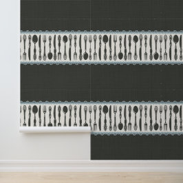 レトロヴィンテージ水彩食器カトラリーキッチン 壁紙