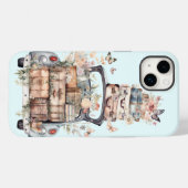 レトロヴィンテージ水色カースーツケース道路旅行 Case-Mate iPhoneケース (裏面 (横))