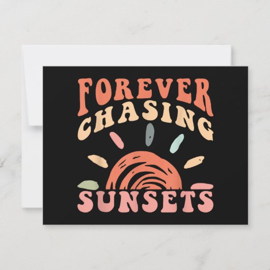 レトロヴィンテージ永遠にサンセットを追いかけるサマーバカト サンキューカード (正面)