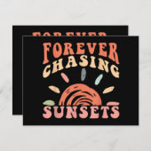 レトロヴィンテージ永遠にサンセットを追いかけるサマーバカト サンキューカード (正面/裏面)