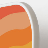 レトロヴィンテージ波オレンジと黄色パーソナライズされた ピックルボールラケット (左詳細)