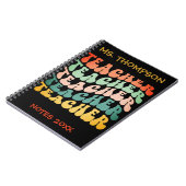 レトロヴィンテージ波タイポグラフィ先生反復 ノートブック (左側)