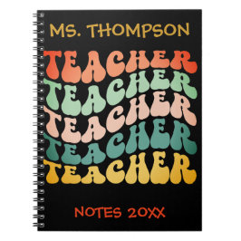 レトロヴィンテージ波タイポグラフィ先生反復 ノートブック