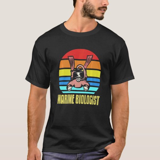 レトロヴィンテージ海洋生物学者素晴らしスキューバプレス Tシャツ (正面)
