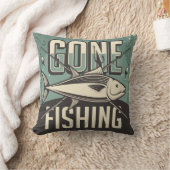 レトロヴィンテージ消失魚釣り クッション (ブランケット)