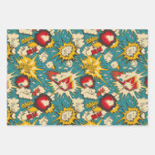 レトロヴィンテージ漫画パターン ラッピングペーパーシート (正面)