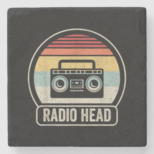 レトロヴィンテージ無線ヘッド ストーンコースター (正面)
