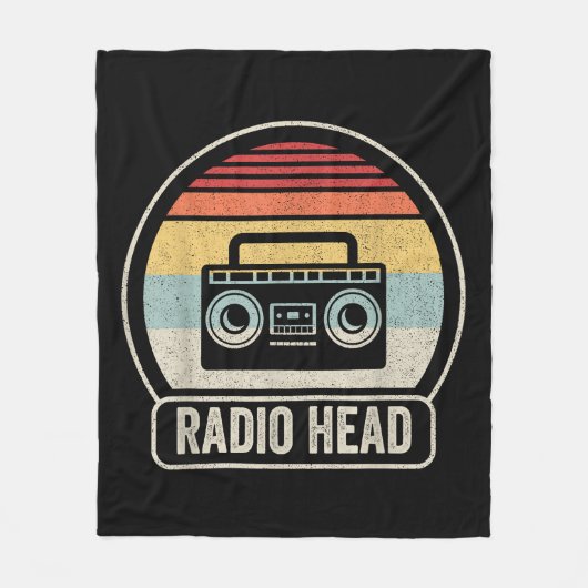 レトロヴィンテージ無線ヘッド フリースブランケット (正面)