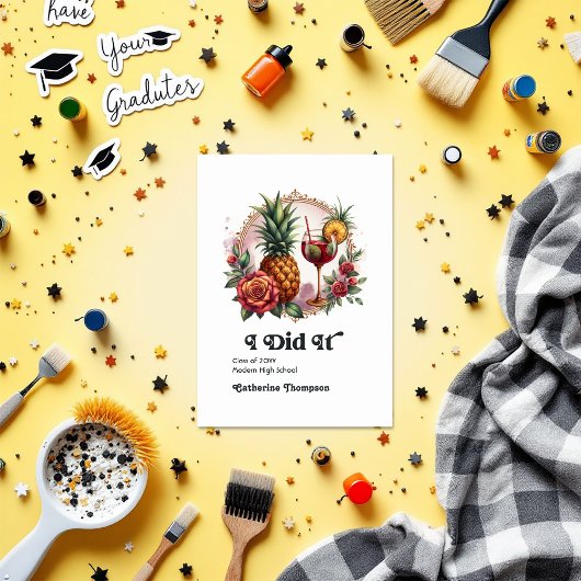 レトロヴィンテージ熱帯卒業写真 案内状