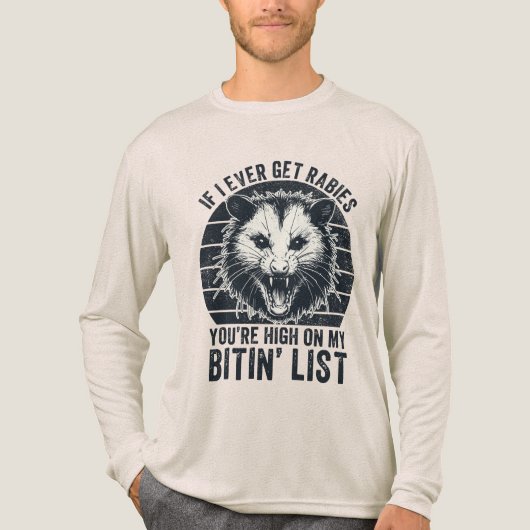 レトロヴィンテージ狂犬アライグマ皮肉ユーモア トライブレンドTシャツ (正面)